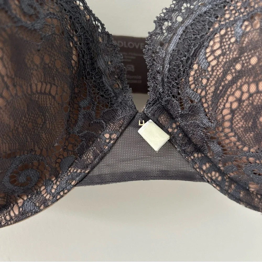 Thirdlove All Day Lace 24/7 Contour Plunge Bra Dark Grey 32F NWT - Picture 3 of 6